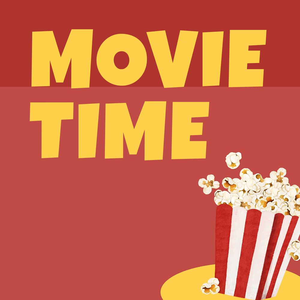 Movie time Instagram post template, editable text