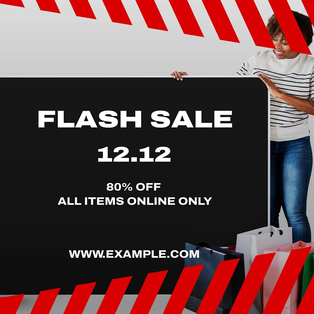 Flash sale Instagram post template, editable text