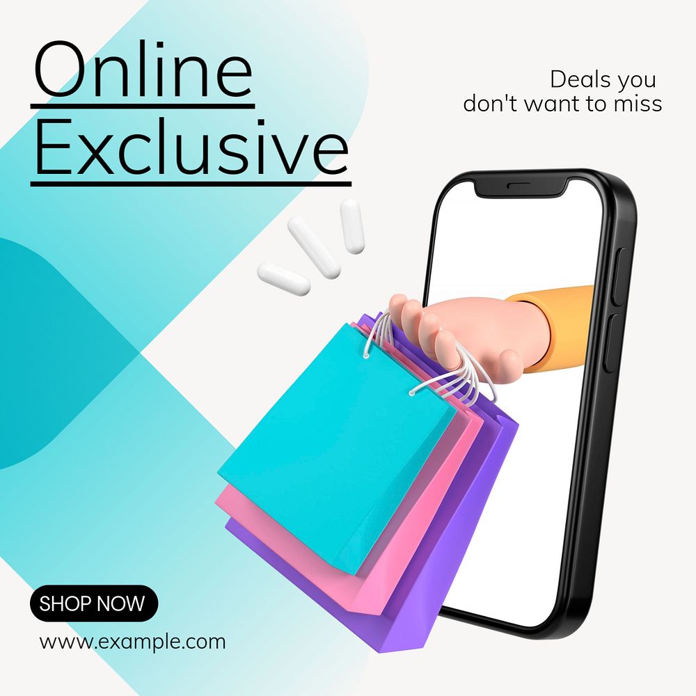 Online exclusive deals Instagram post template, editable text