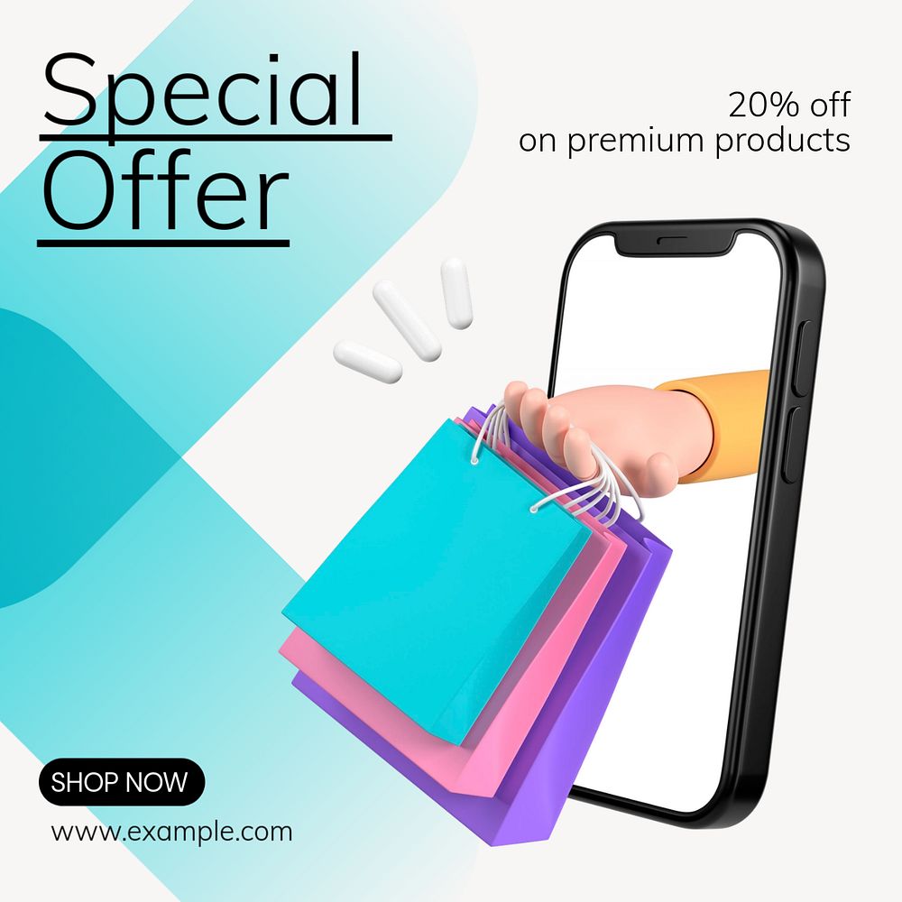 Special offer Instagram post template, editable text