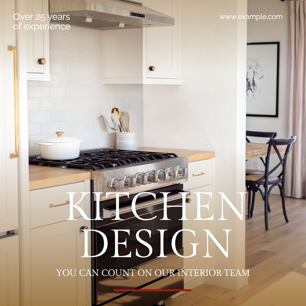 Kitchen design  Instagram post template, editable text