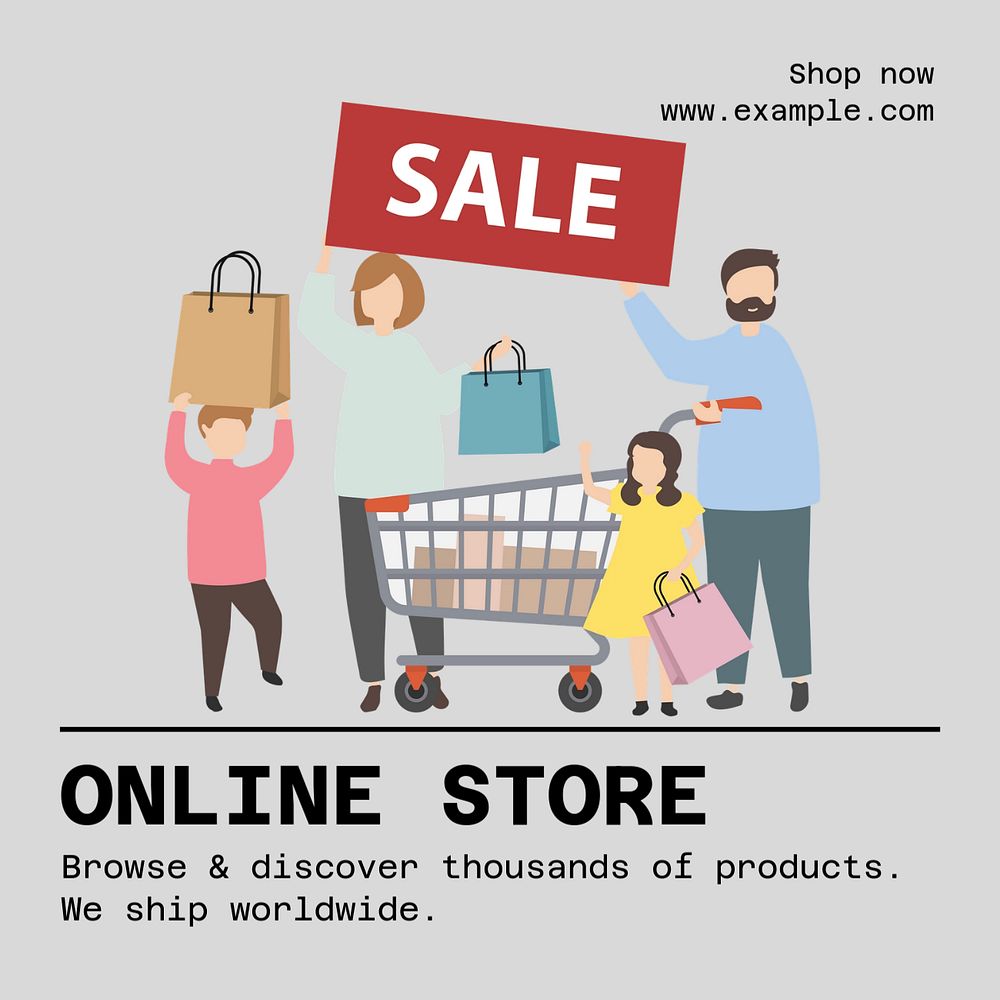 E-commerce online shopping ads Instagram post template, editable text