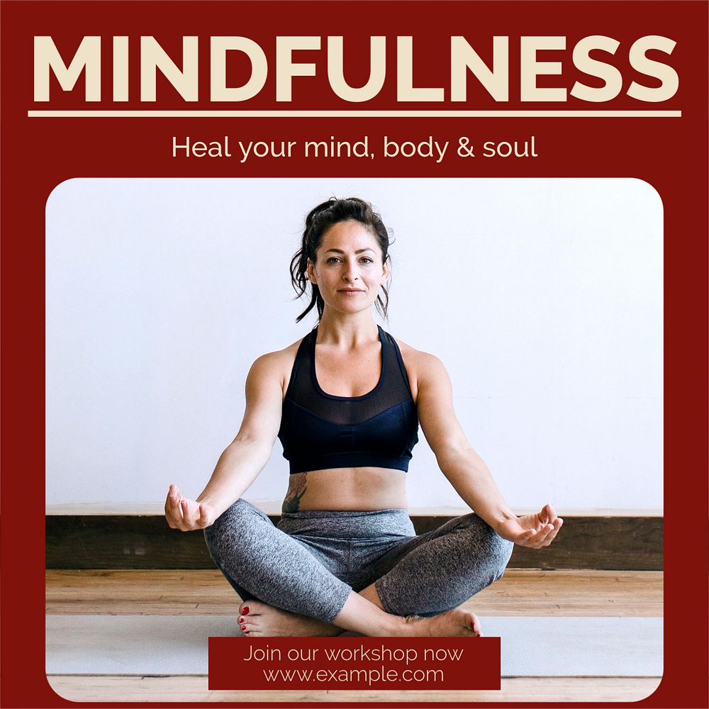 Mindfulness workshop Instagram post template, editable text