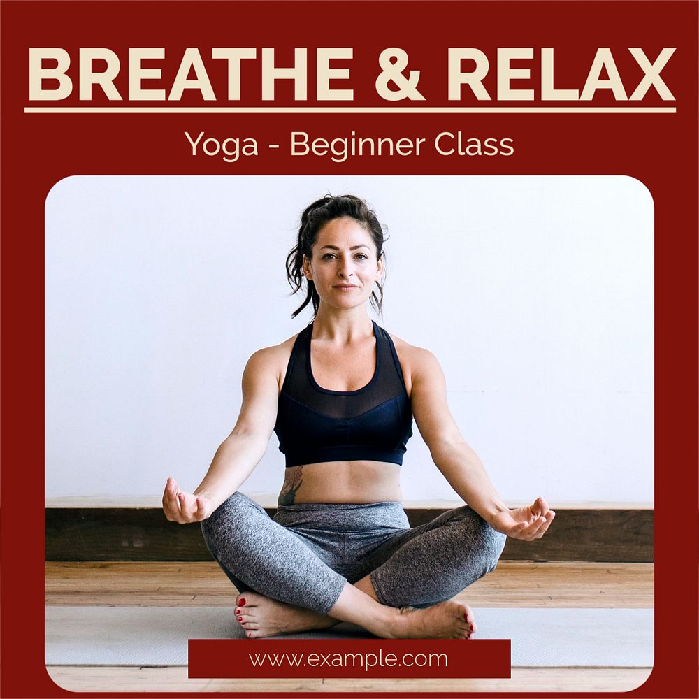 Breathe & relax, yoga Instagram post template, editable text