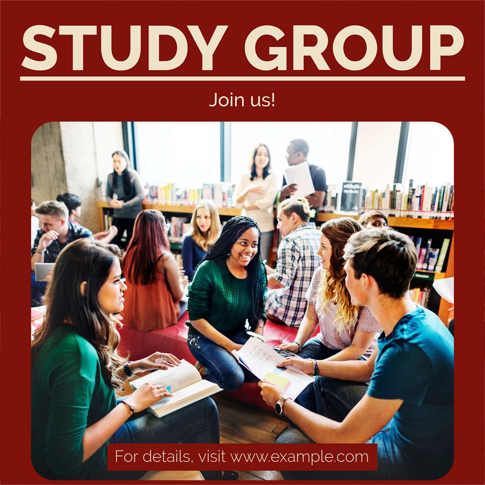 Study group Instagram post template, editable text