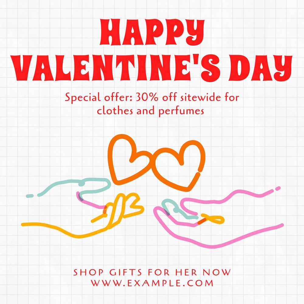 Valentine's day sale Instagram post template, editable text