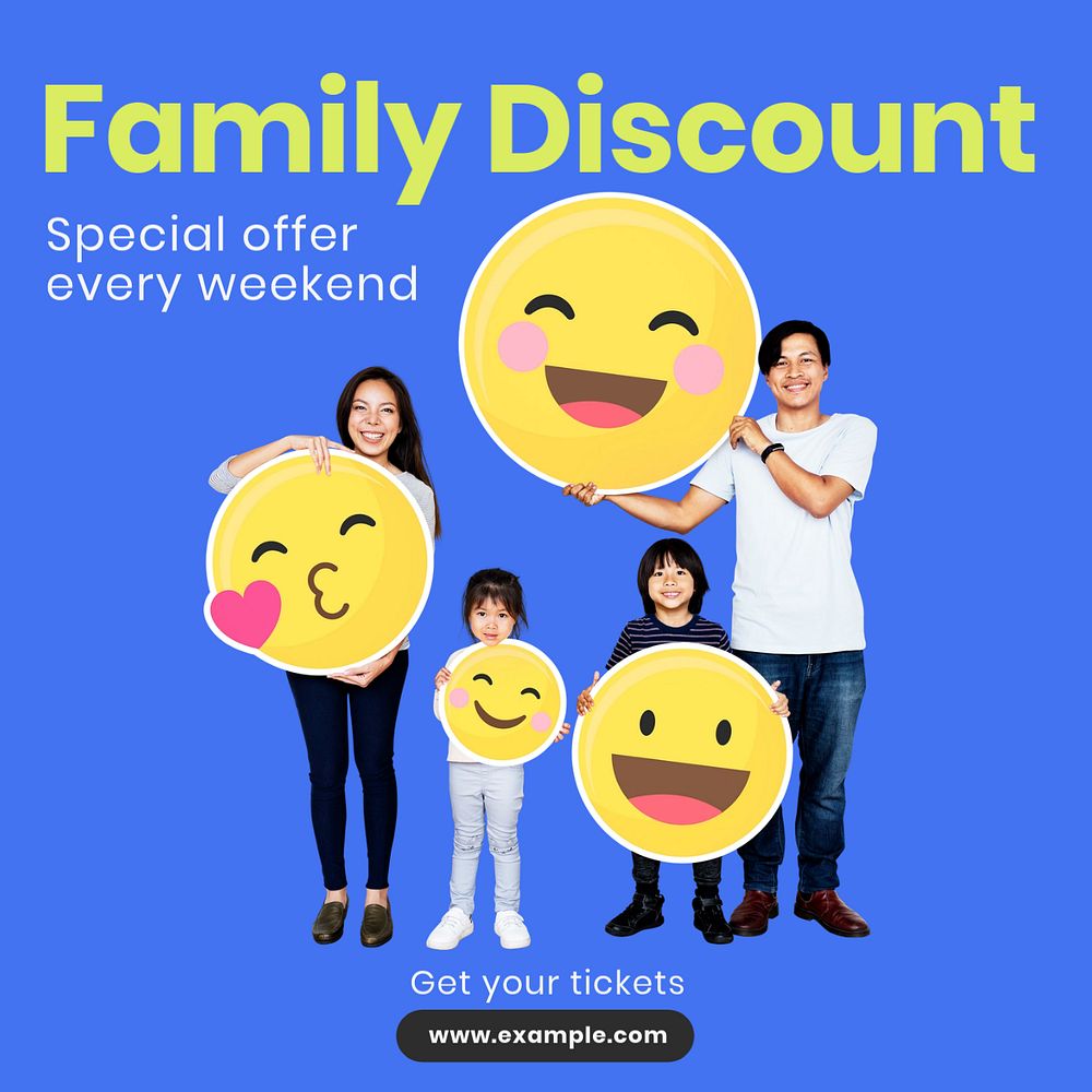 Family discount Instagram post template, editable text