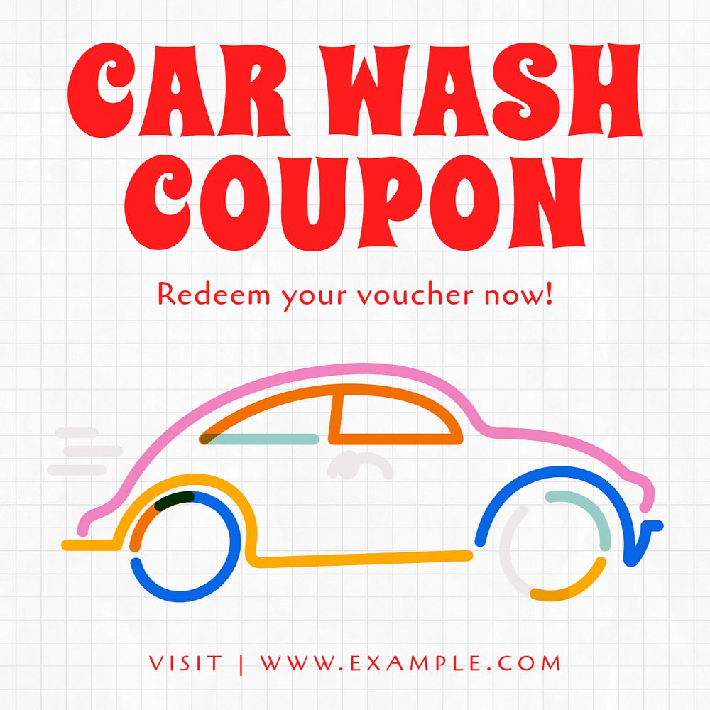 Car wash coupon Instagram post template, editable text