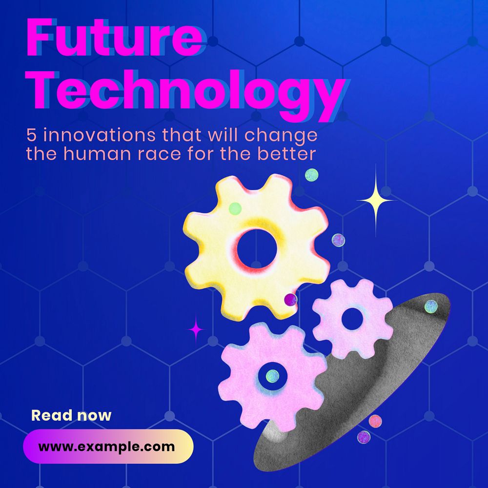 Future technology Instagram post template, editable text