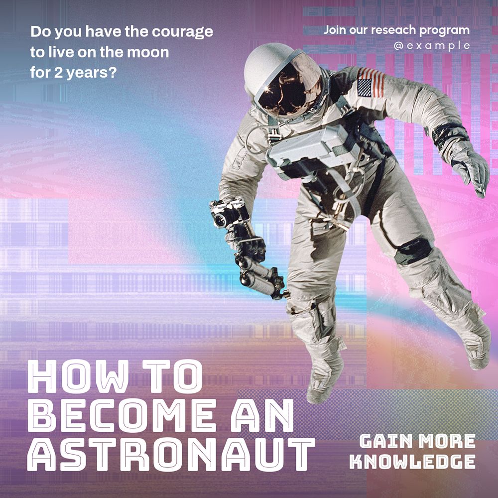 Become an astronaut Instagram post template, editable text