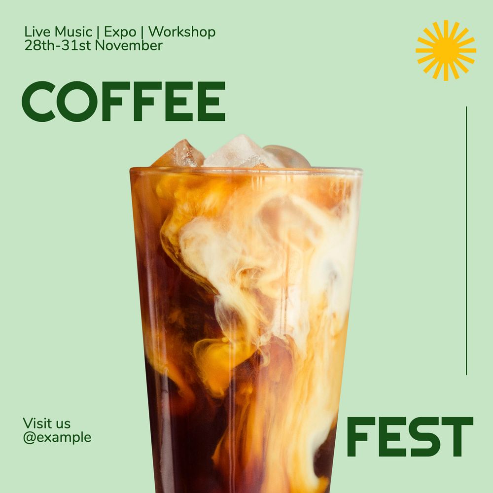 Coffee festival Instagram post template, editable text