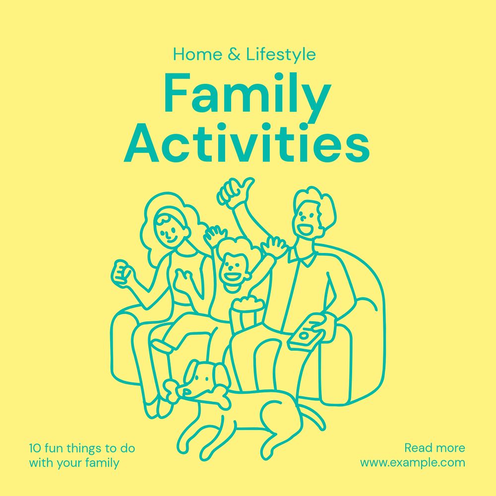 Family activities Instagram post template, editable text