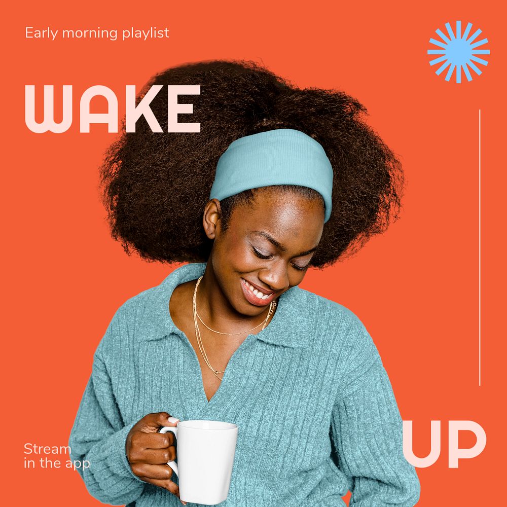 Wake up Instagram post template, editable text