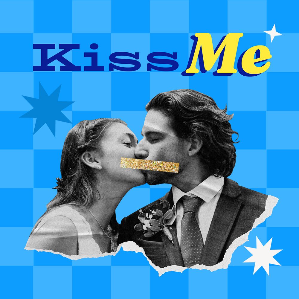 Kiss me Instagram post template, editable text