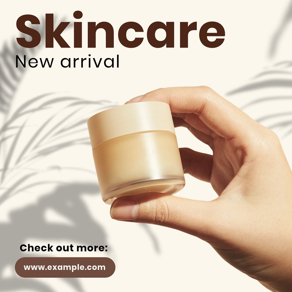 Skincare Instagram post template, editable text