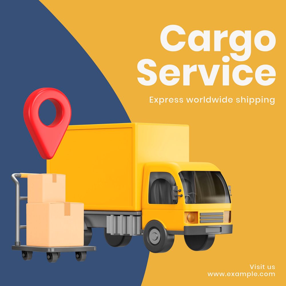 Cargo service Instagram post template, editable text