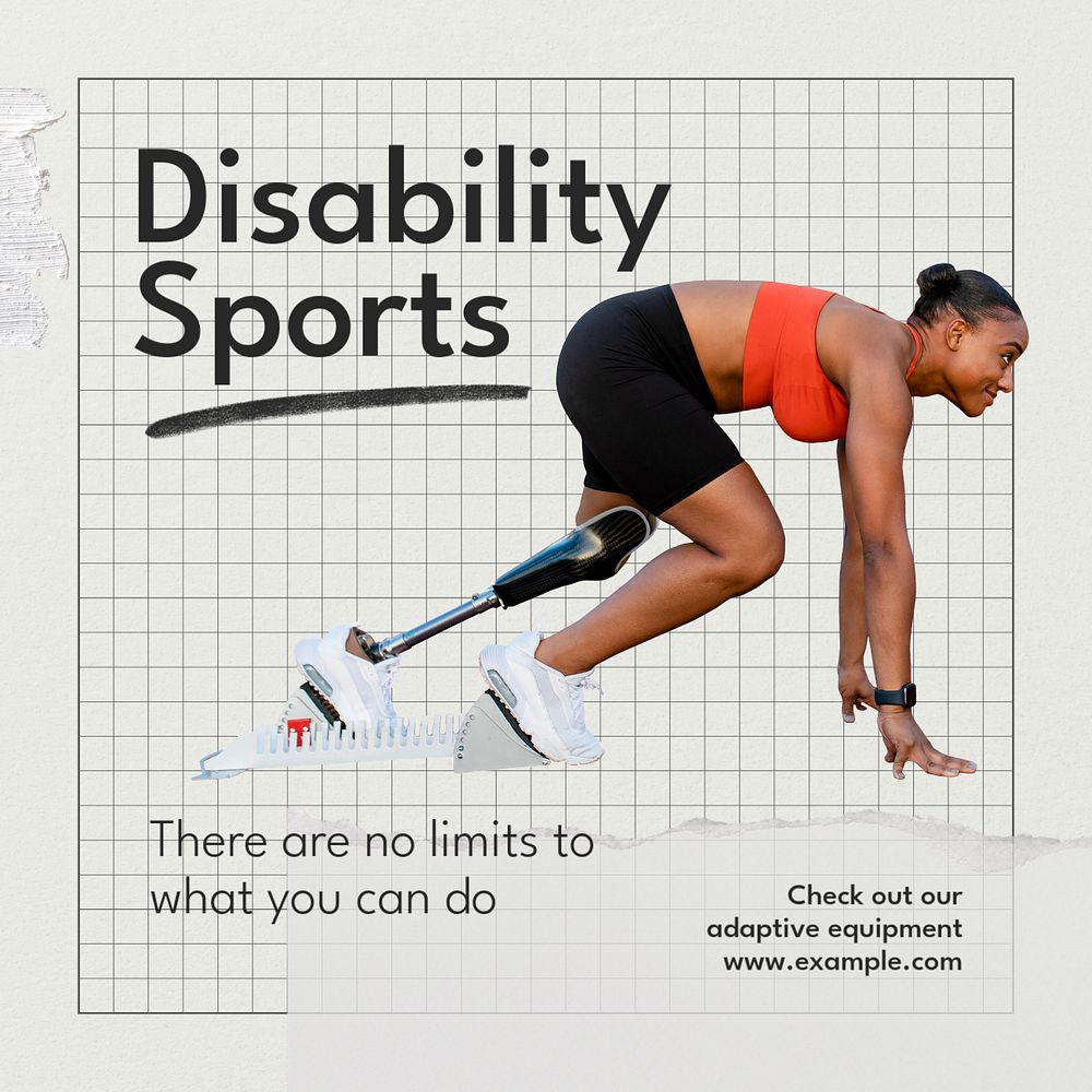 Disability sports Instagram post template, editable text