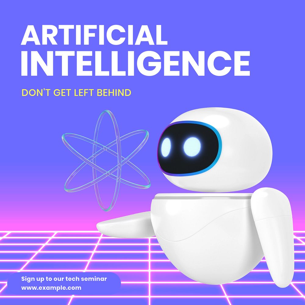 Artificial intelligence Instagram post template, editable text