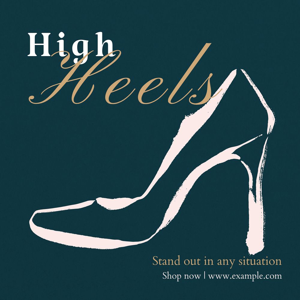 High heels Instagram post template, editable text