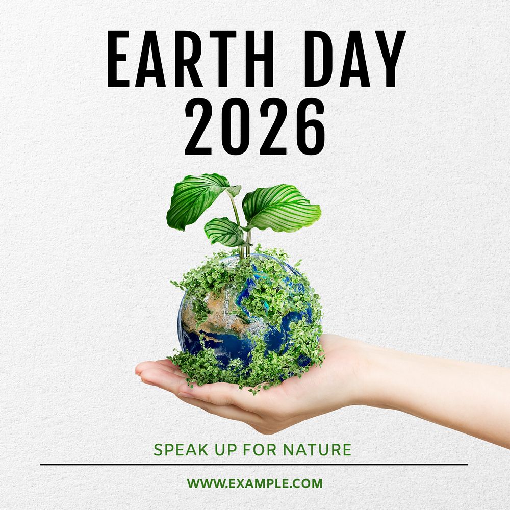 Earth day Instagram post template, editable text