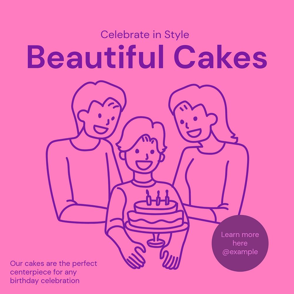 Cakes Instagram post template, editable text