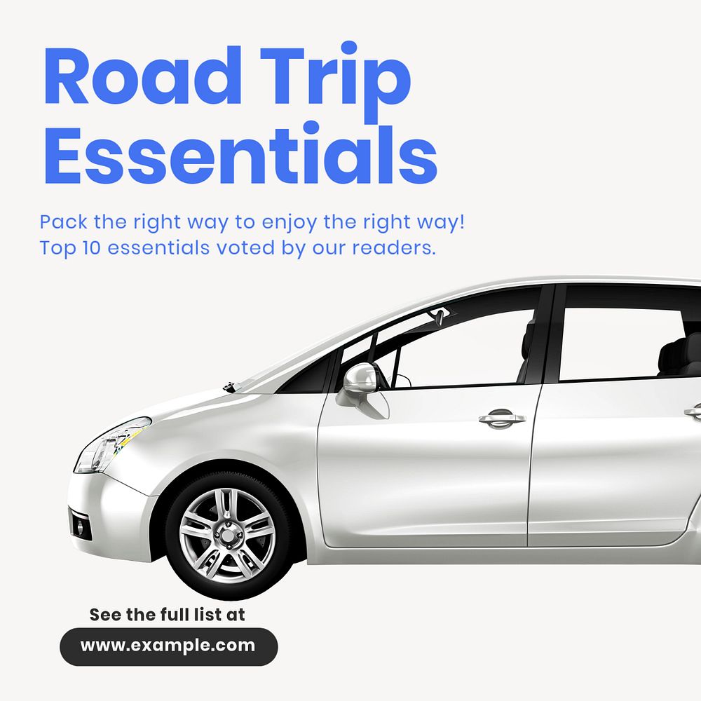 Road trip essentials Instagram post template, editable text