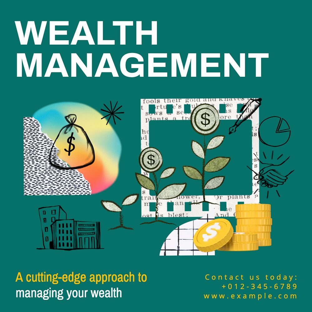 Wealth management Instagram post template, editable text