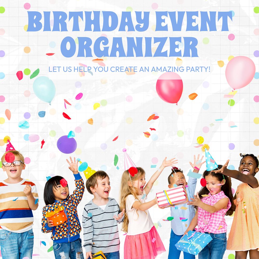 Birthday organizer Instagram post template, editable text