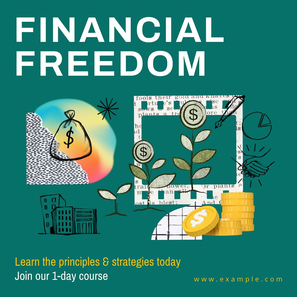 Financial freedom Instagram post template, editable text