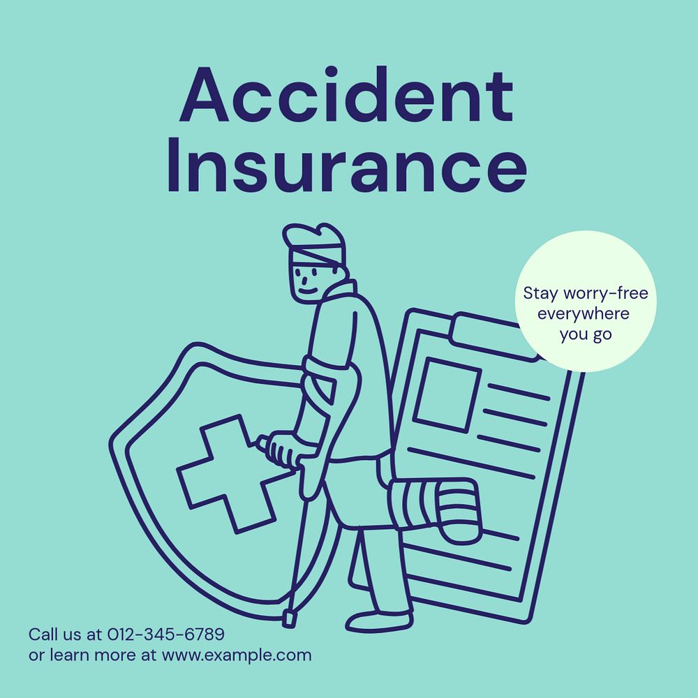 Accident insurance Instagram post template, editable text