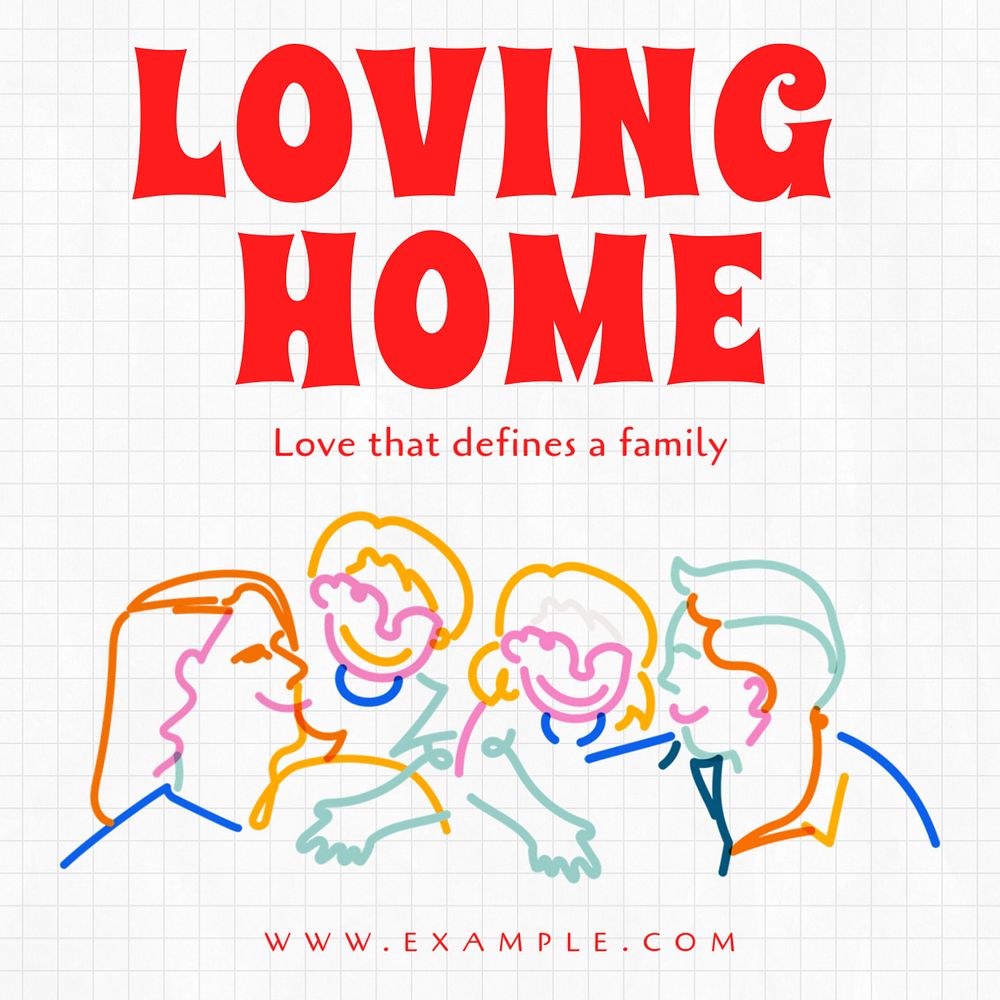 Loving home Instagram post template, editable text