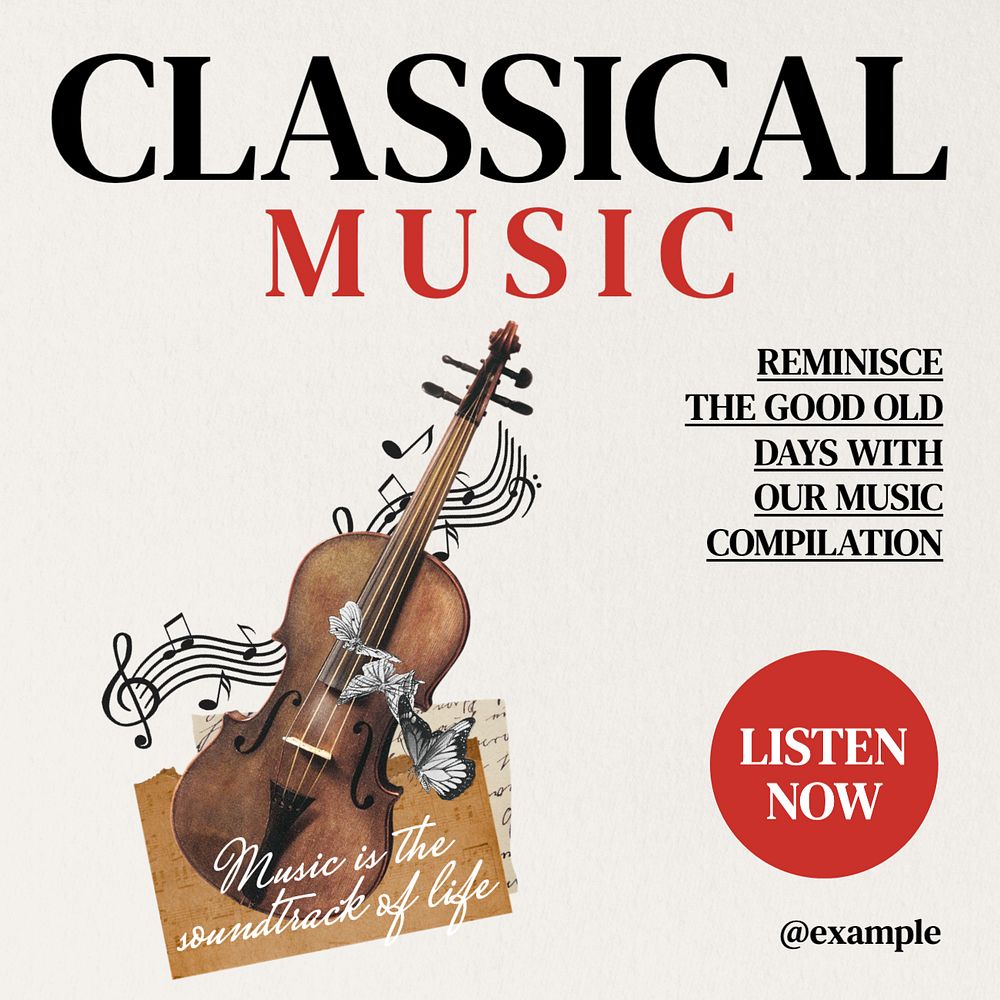 Classical music Instagram post template, editable text