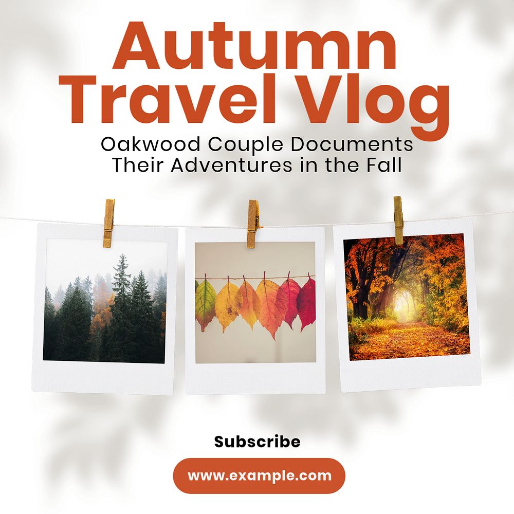 Autumn travel Instagram post template, editable text