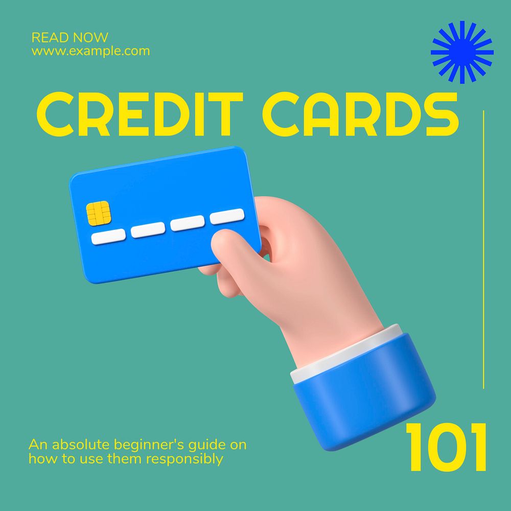 Credit card guide Instagram post template, editable text