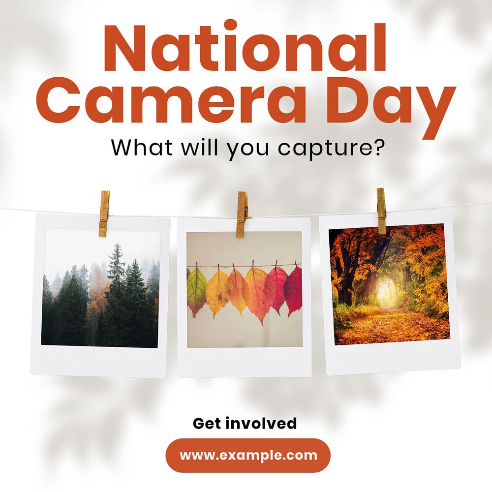 National camera day Instagram post template, editable text