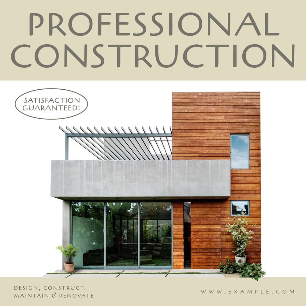 Professional construction Instagram post template, editable text