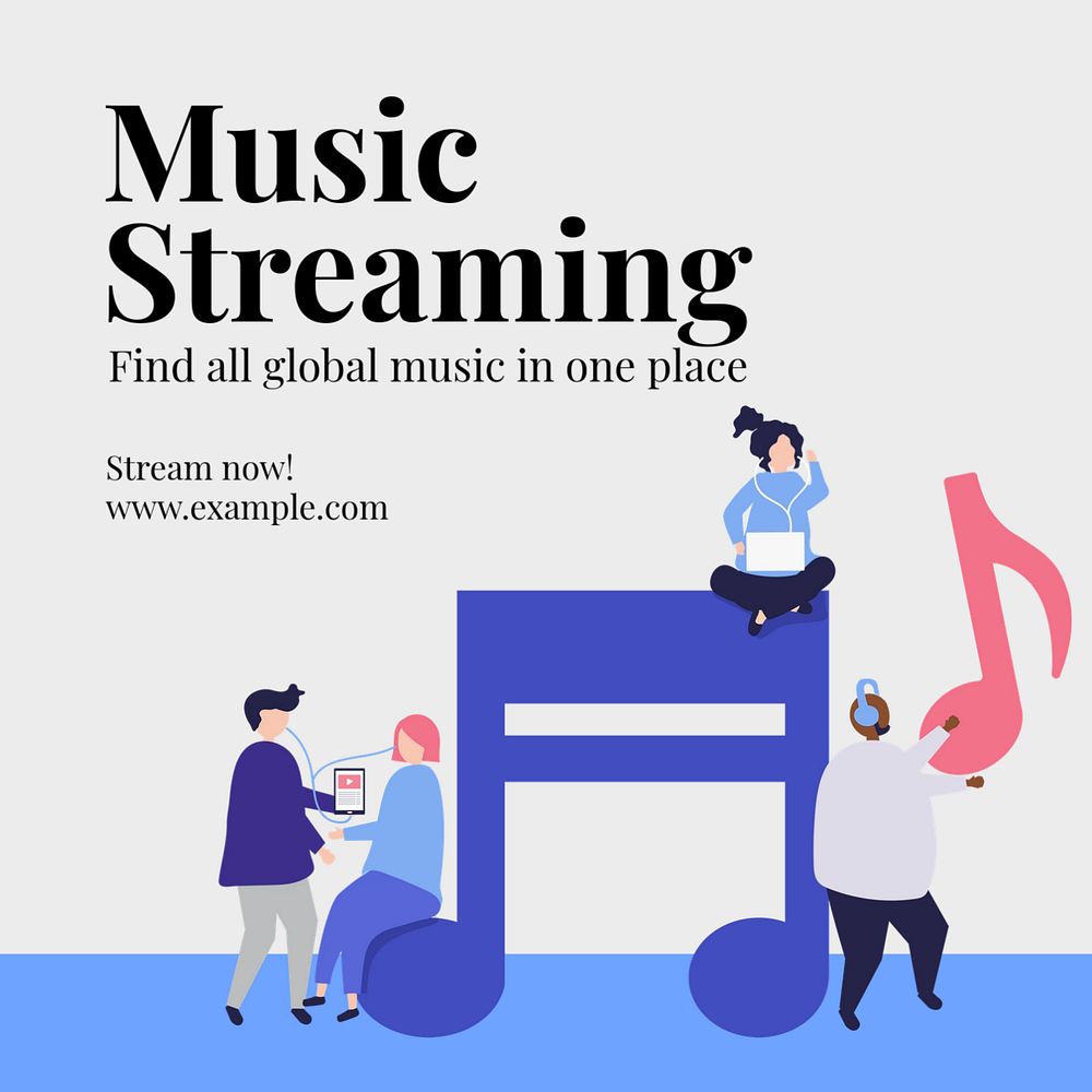 Music streaming Instagram post template, editable text