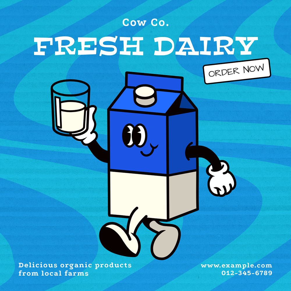 Fresh dairy products Instagram post template, editable text