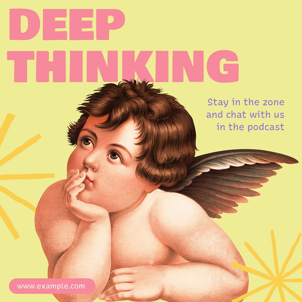 Deep thinking Instagram post template, editable text