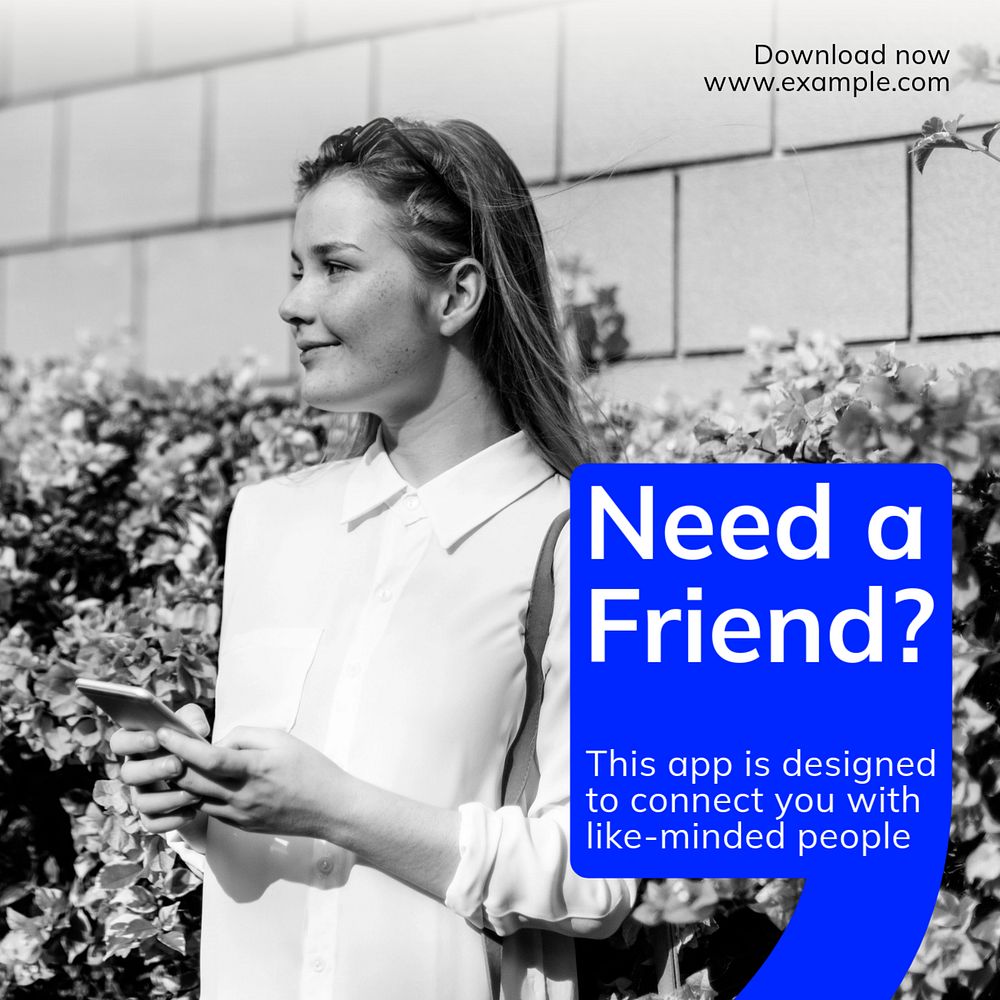 Make new friends Instagram post template, editable text