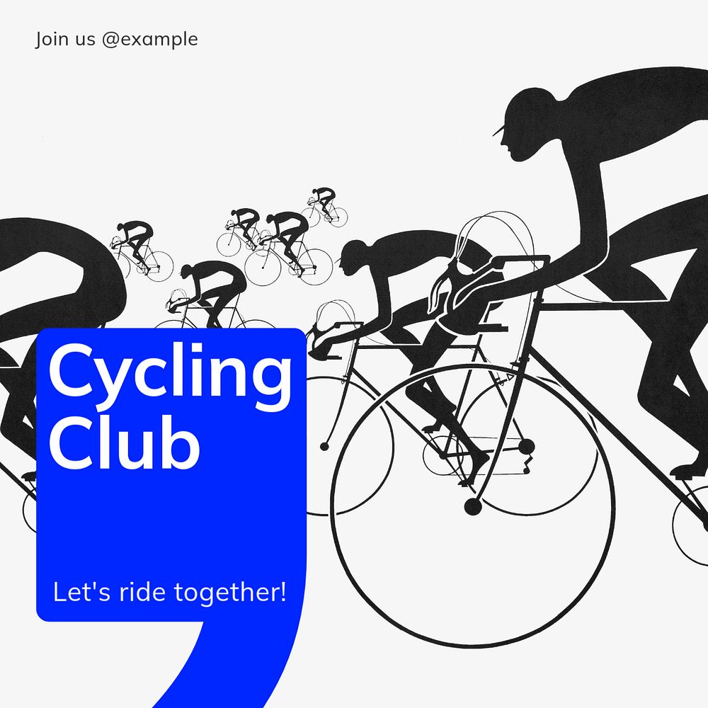 Cycling club Instagram post template, editable text