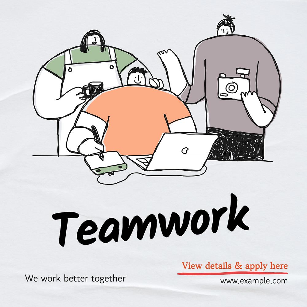 Teamwork Instagram post template, editable text