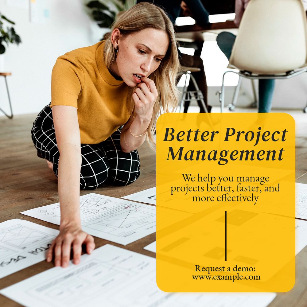 Project management Instagram post template, editable text