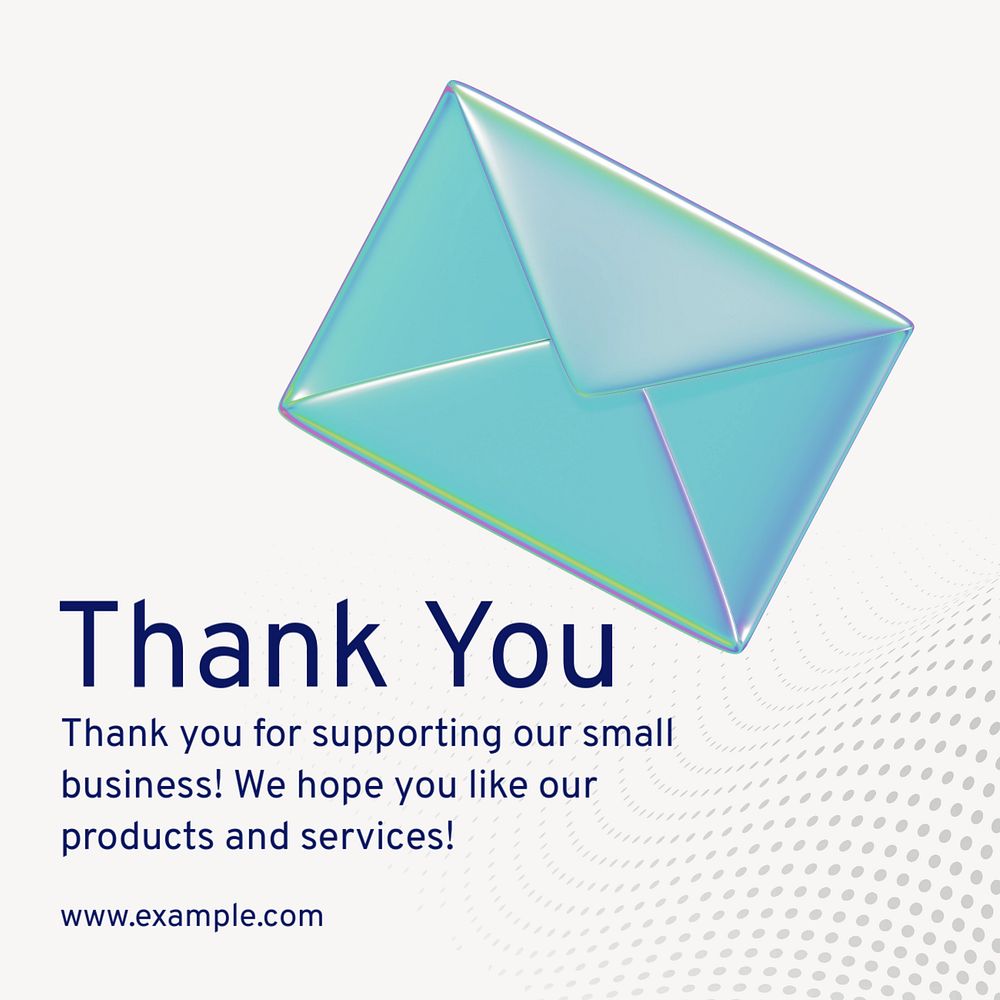 Thank you message Instagram post template, editable text