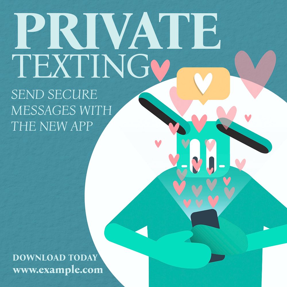 Private texting Instagram post template, editable text