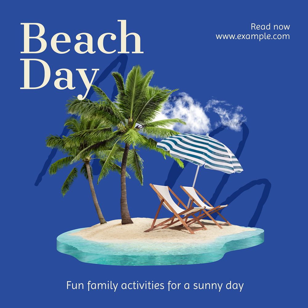 Beach day Instagram post template, editable text