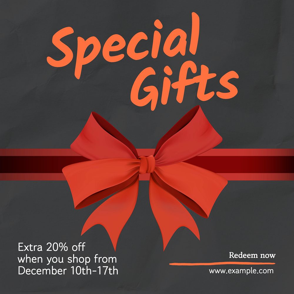 Special gifts Instagram post template, editable text