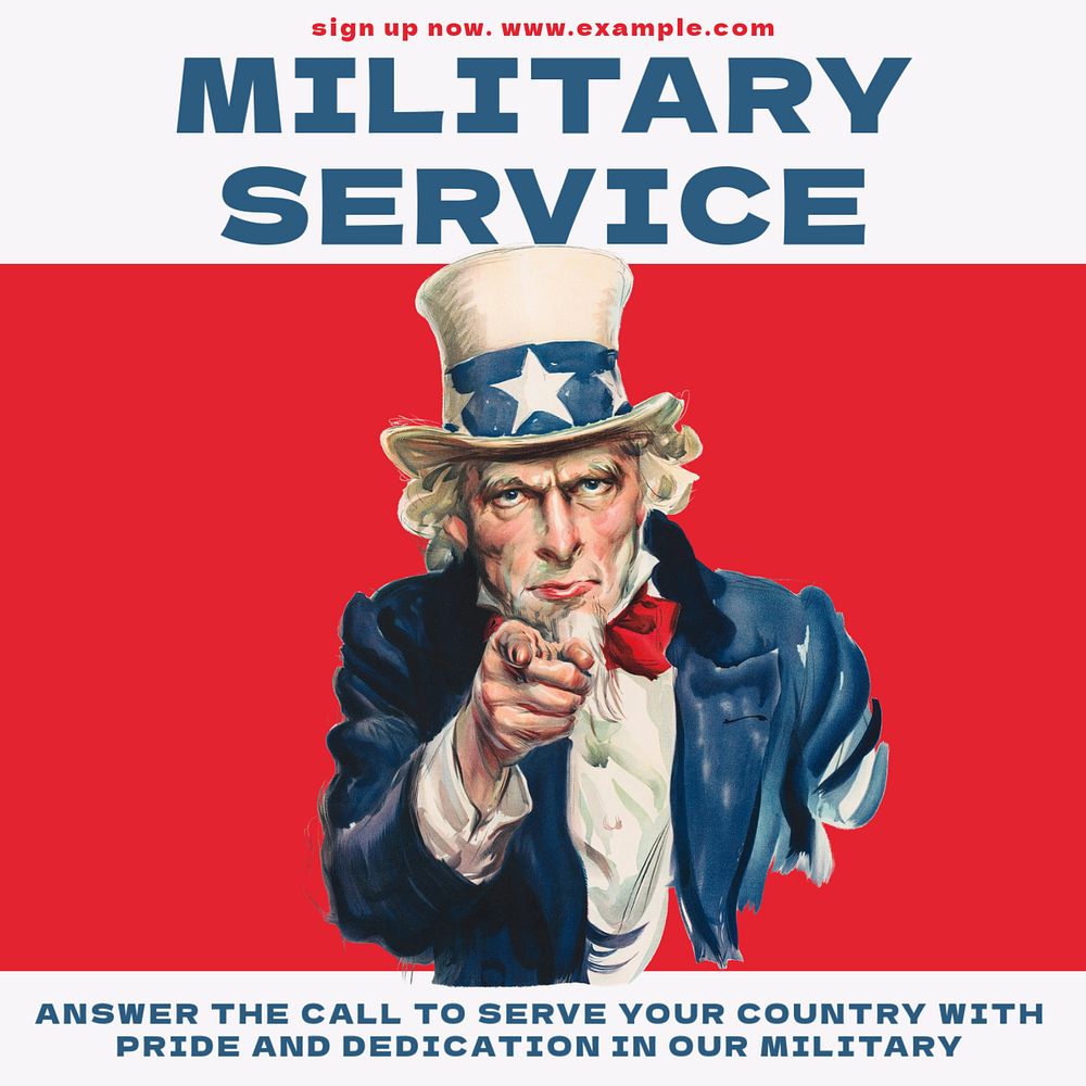 Military service Instagram post template, editable text