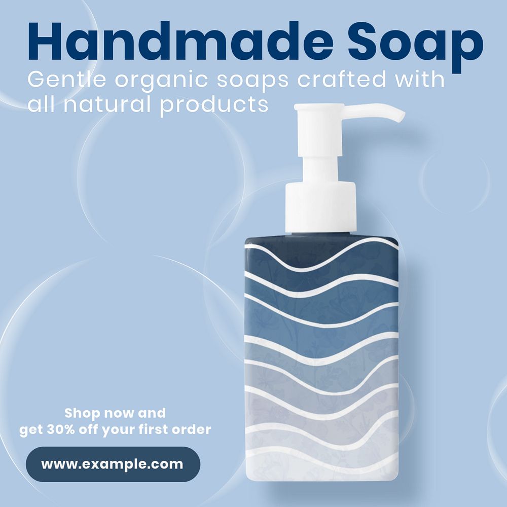 Handmade soap Instagram post template, editable text