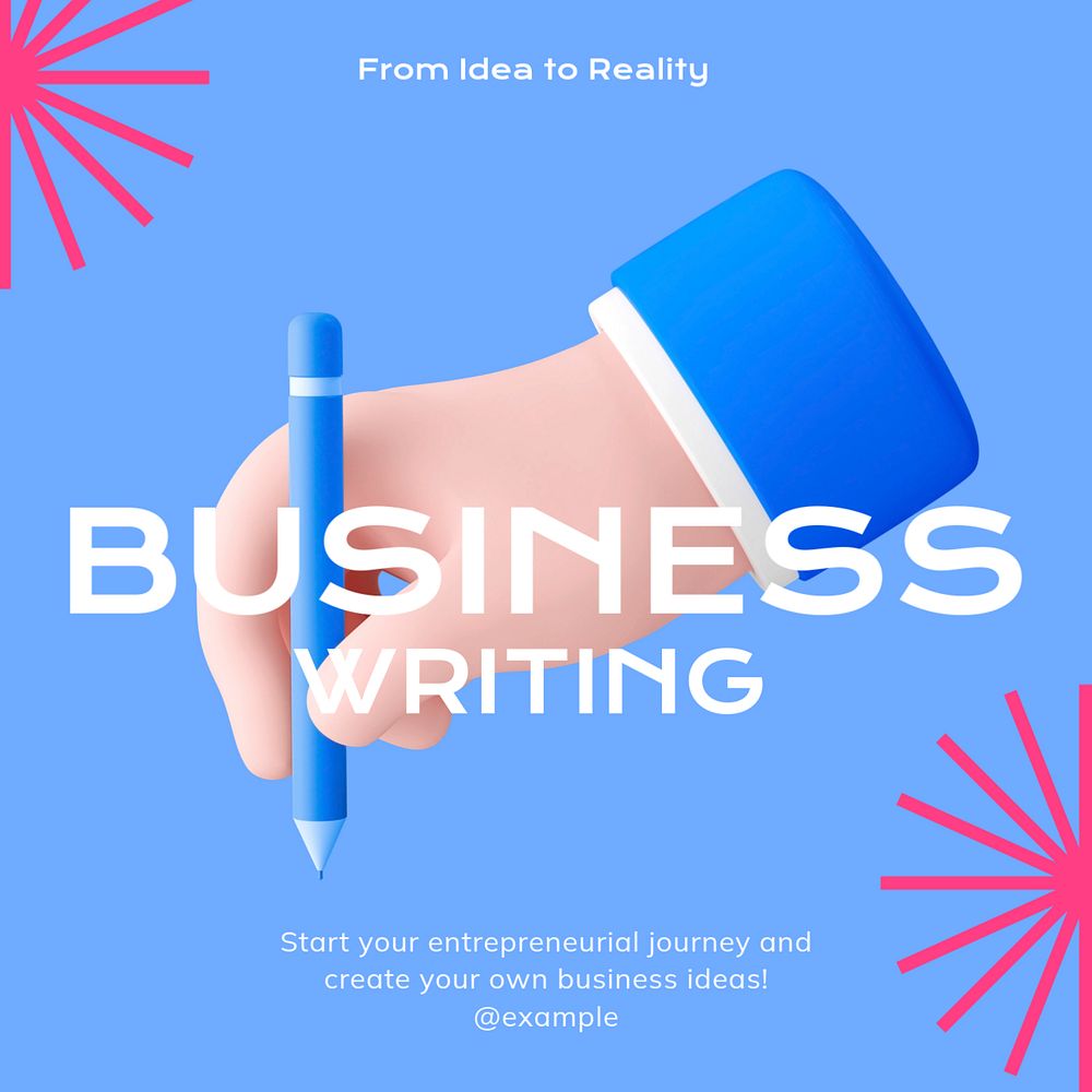 Business writing Instagram post template, editable text